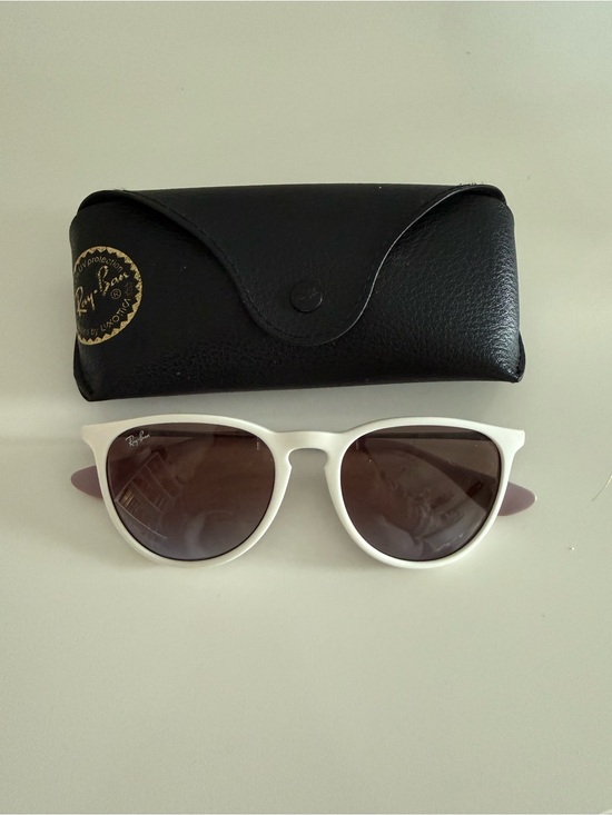 Ray-Ban Accessories - Ray-Ban Erika White Frame Sunglasses with Purple Lenses and Black Case